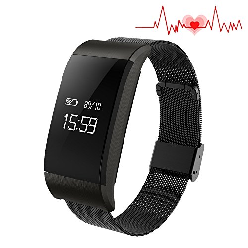 Fitness health Tracker Touch Screen, smart Watch Heart Rate Monitor, Step Counter, Blood Pressure Sleep Monitor, IP67 Waterproof Activity Tracker sport Bracelet for iOS/Android (grandeur black)