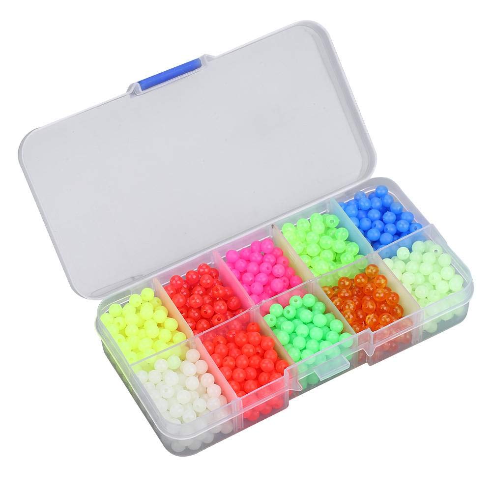 Pack of 1000 Plastic Box Bright Colour Glow Loose Beads Kit Assorted Fishing Beads