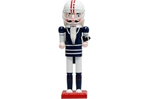 WVIOUOPU Football Player Nutcracker Christmas Decorations - 14 Inch Handmade Wooden Rugby Player Figures with Helmet Rugby for Mantle Shelf Tabletop Home Christmas Holiday Ornaments Gifts