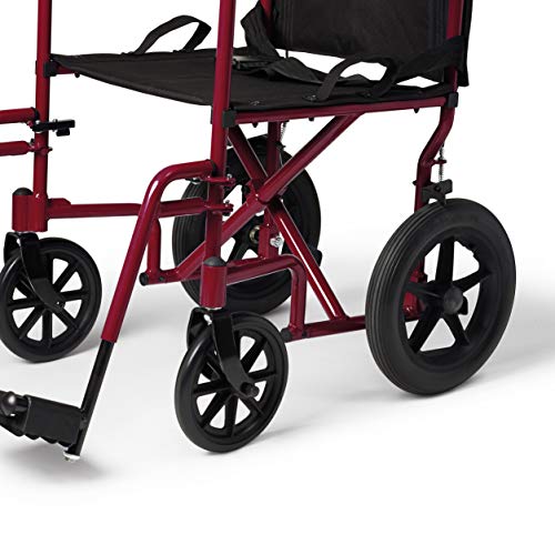 Medline Lightweight Transport Wheelchair with Handbrakes, Folding