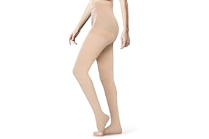 SKYFOXE Medical Compression Pantyhose Stockings for Women Men - Plus Size Opaque Support 20-30mmHg Firm Graduated Hose Tights, Treatment Swelling, Edema Varicose Veins, Open Toe Beige S