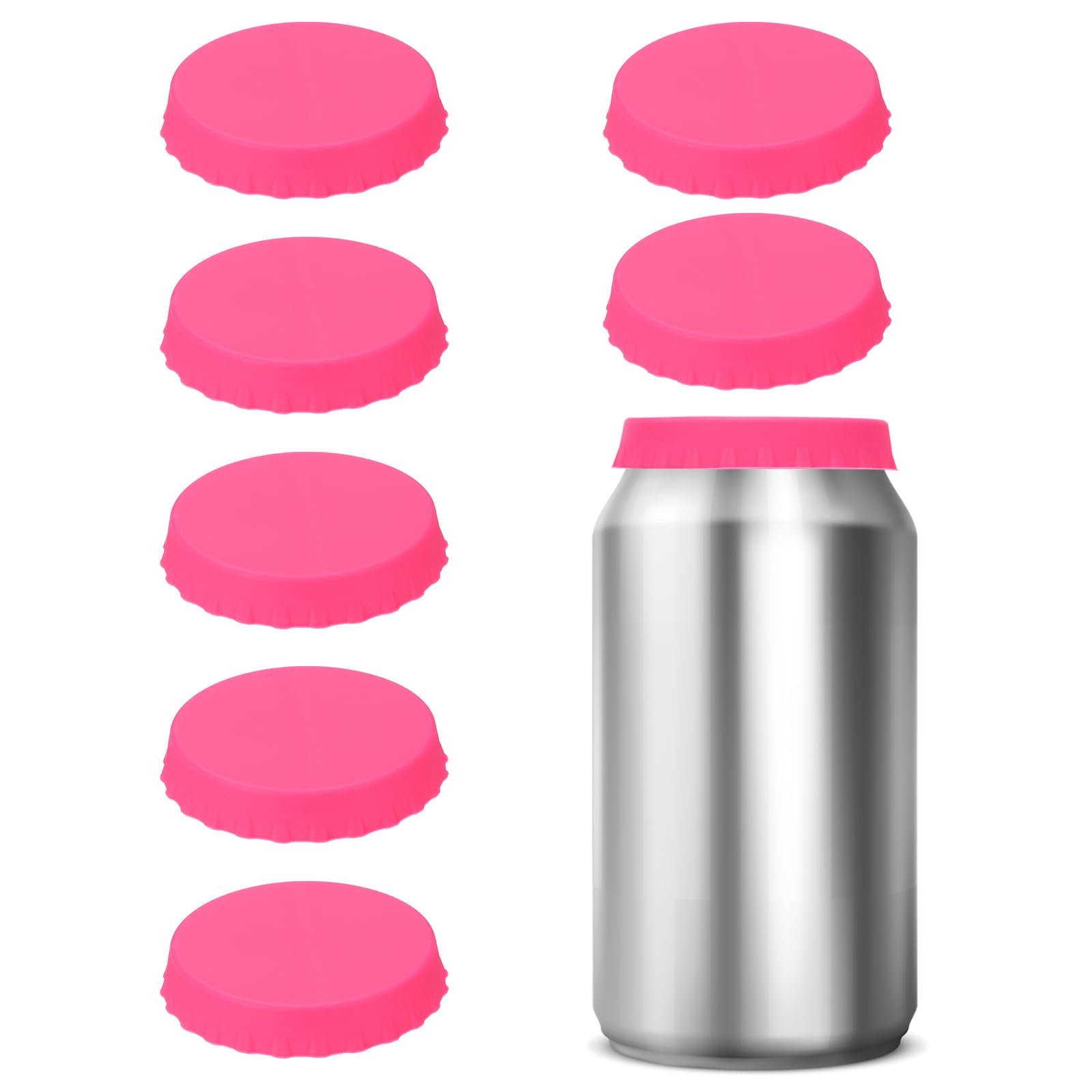 PATIKIL Silicone Soda Can Lids, 8 Pack Reusable Soda Can Cover Stopper Protector for Beer Drink Juice Beverage, Fits Standard Cans, Rose