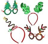 Joyin Toy Christmas & Holiday Party 4 pack with two Fancy Headband and Two Beautiful Party Glasses-Funny Party Hats-Fit All