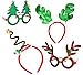 Joyin Toy Christmas & Holiday Party 4 pack with two Fancy Headband and Two Beautiful Party Glasses-Funny Party Hats-Fit All