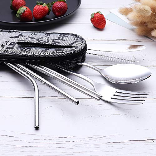 Travel Utensils,Reusable Silverware Set To Go Portable Cutlery Set with