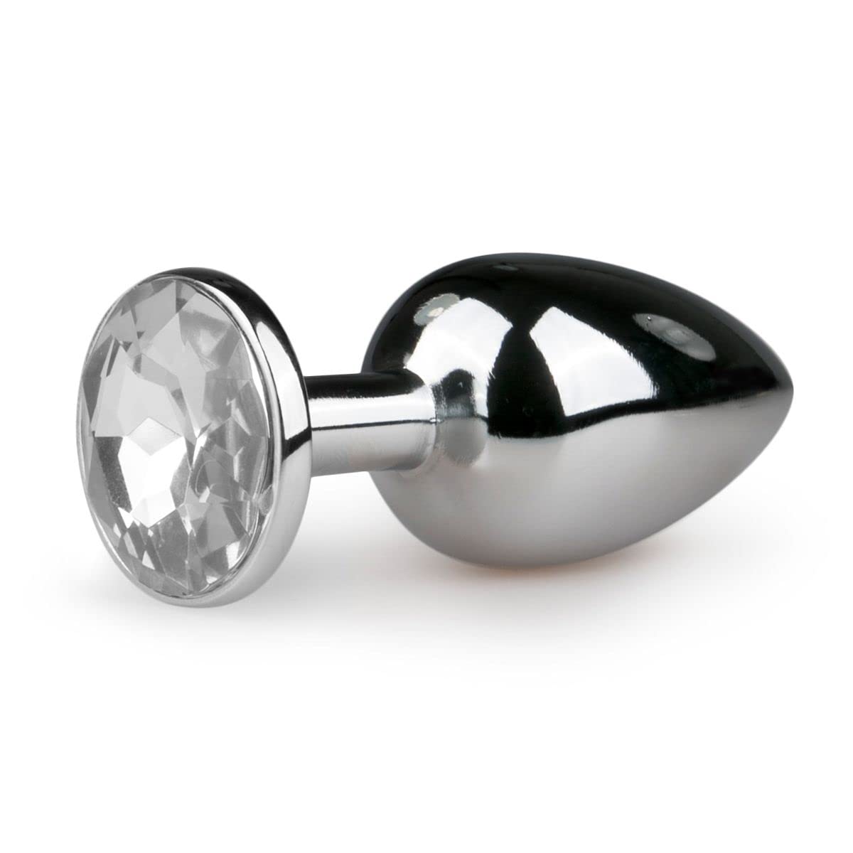 EasyToys Anal Collection Silver Buttplug with Crystal, 7.2 cm/2.83 Inch, Small, Metal Buttplug, Several Sizes and Colours
