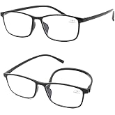Mcoorn Blue Light Blocking Computer Reading Glasses 2 Pack | Lightweight Reader for Women Men, Flexible Anti-Slip, Clear Lens