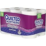 Quilted Northern Ultra Plush Bath Tissue, Soft and Absorbent, Flushable and Septic Safe, 3-ply White, 12 Jumbo Rolls