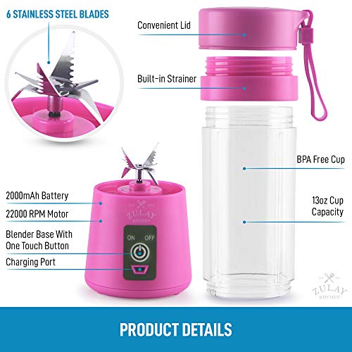 Zulay Portable Blender For Shakes And Smoothies USB Rechargeable