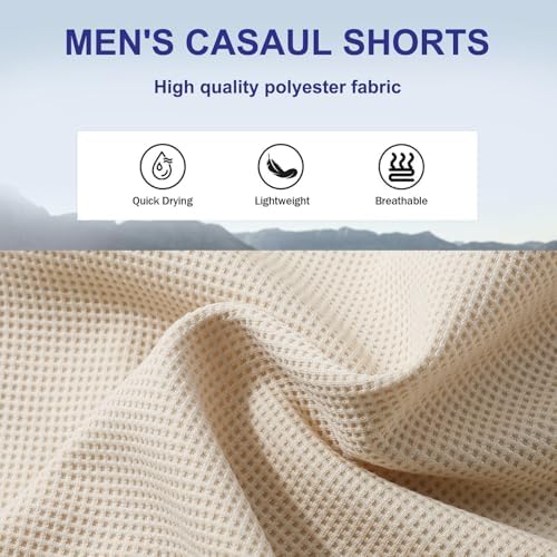 Herren Kurze Hosen Waffel Sommer Casual Shorts mit Taschen