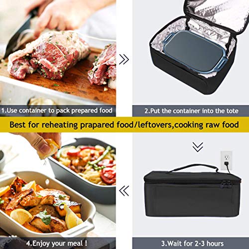 Portable Oven Personal Food Warmer for Prepared Meals Lunch Warmer Reheating at work For Office Working, Truckers,Outdoors Travel, Camping 110V (black) - Thumbnail 3