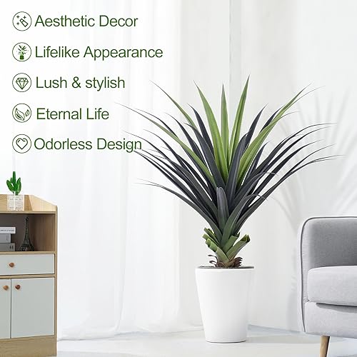 Keeplush Artificial Agave Plants with Spikes 4 Feet Artificial Plants Outdoor UV Resistant Small Artificial Indoor Plants 115cm Perfect for