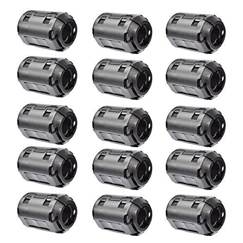 Kathson Pack of 15 Magnetic Ferrite Core Cord RFI EMI Noise Suppressor Cable Clip