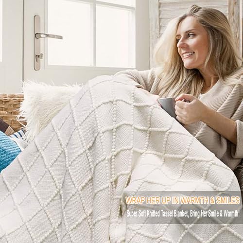 Cozy Blanket Gift Basket for Women, Sunflower Set with Throw Blanket Mug Socks Scented Candle, Birthday Mother's Day Christmas Anniversary Get Well Soon Gift for Her Friend Mom Sister Wife (Cream)