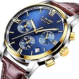 Men's Luxury Business Quartz Watch, LIGE Fashion Analog Chronograph Wrist Watch with Brown Leather Band ¡­
