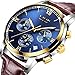 Men's Luxury Business Quartz Watch, LIGE Fashion Analog Chronograph Wrist Watch with Brown Leather Band ¡­