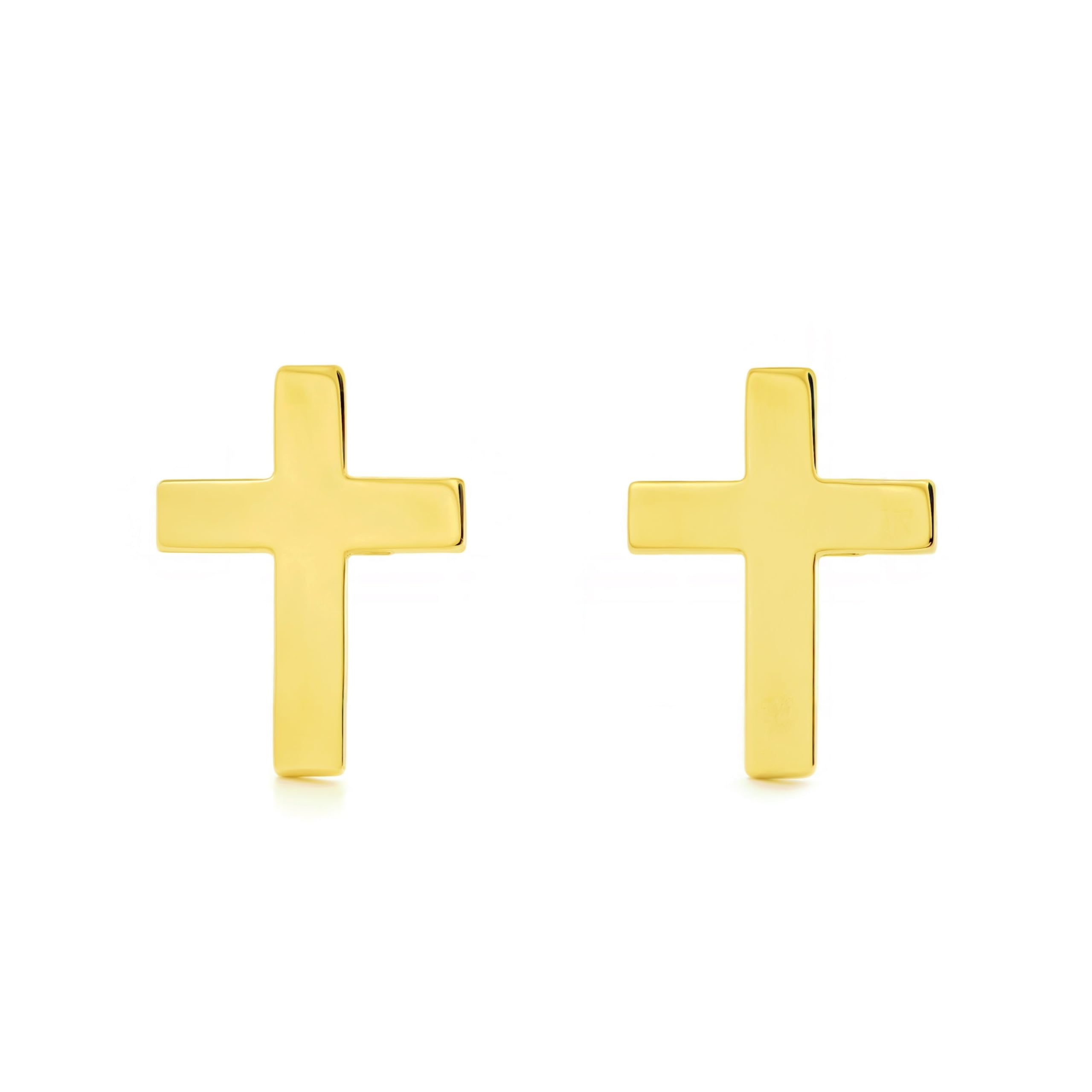 Girl's Earrings Yellow Gold Plain Cross (9 carats)