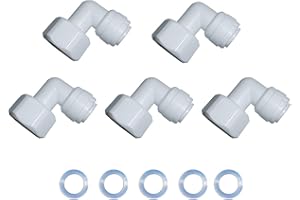 YZM 1/2" Female Thread to 3/8" OD Tube Quick Connector fittings Water Purifiers Filters Reverse Osmosis Systems accessories set of 5 (Elbow,1/2" female x 3/8" OD tube)