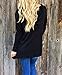 MIXMAX Women Lace Up Irregular V Neck Hooded Pollover Long Sleeve Blouse Shirt Tops (Small, Black)