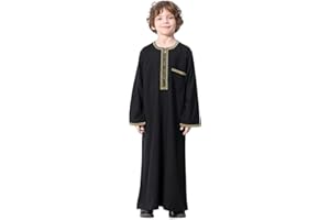 OLEMEK Arabic Thobe Muslim Thobe Boy’s Muslim Long Sleeves Kids Robe Islamic Boys Thobe