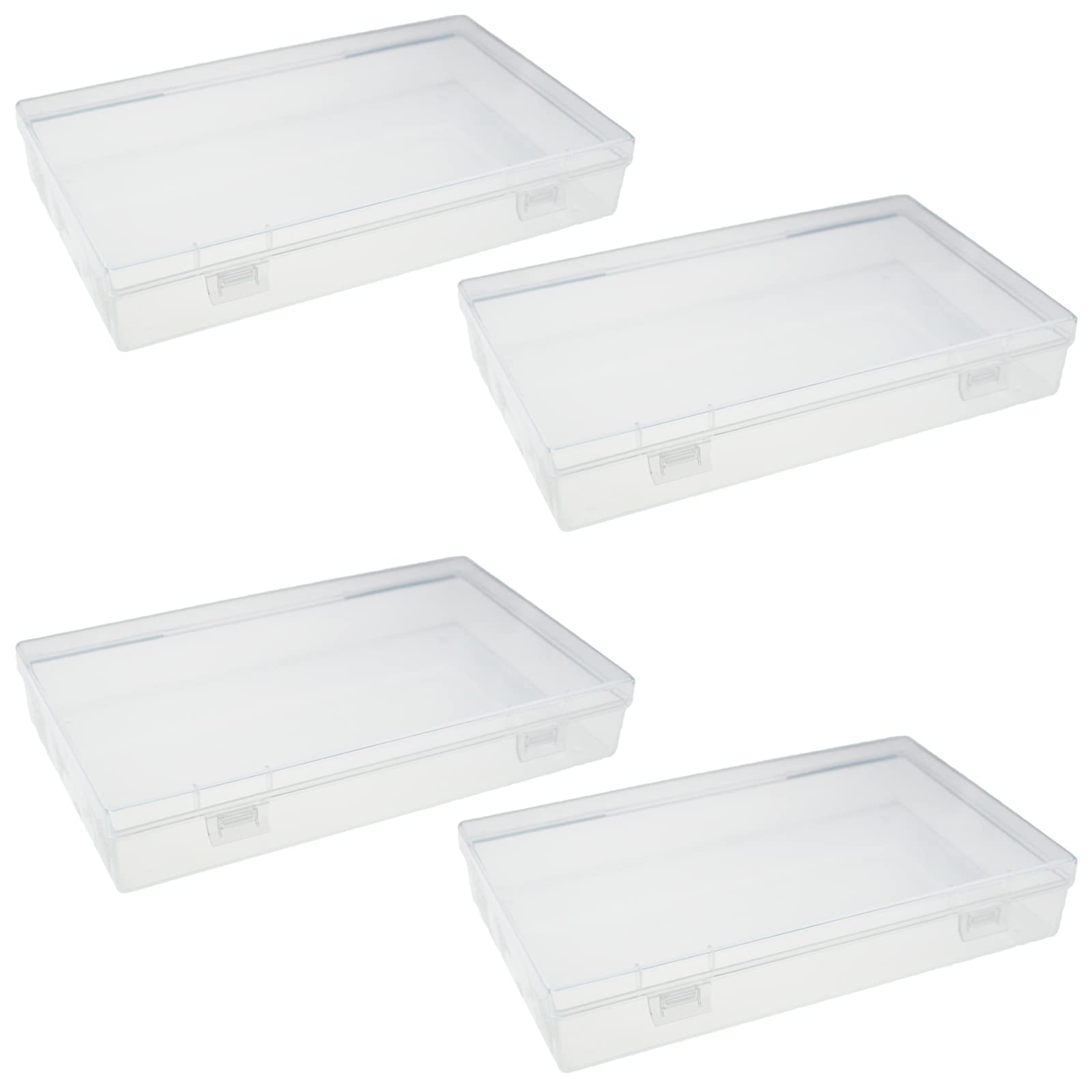 Mua 4 Pack Rectangular Clear Plastic Storage Containers Box with Hinged ...