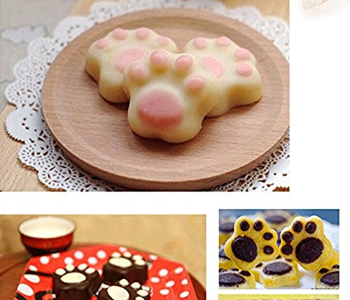 Da.Wa 10-Cavity Cat Paw Pink Cake Mold Turn Sugar Mold Hand-made Soap Mold Ice Tray Pudding Die