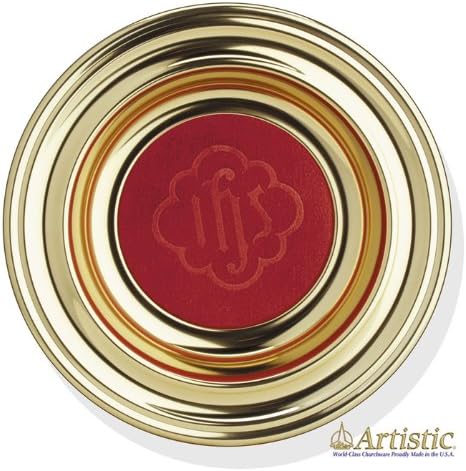 Artistic Adonized Aluminum Brasstone Offering Plate - Red Pad - IHS