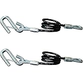 44-Inch Vinyl-Coated Trailer Safety Cables, in Snap Hooks, 5000 lbs Break Strength, Pack of 2, Black