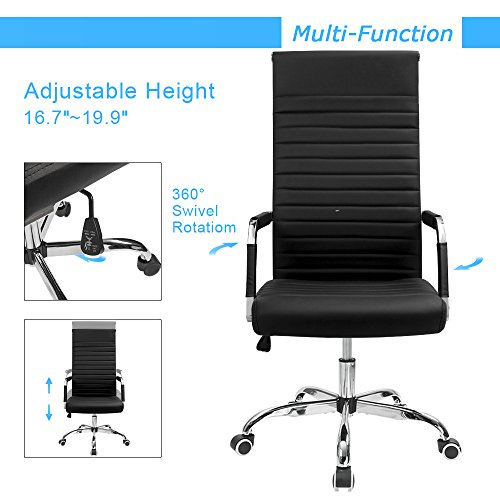Furmax Ribbed Office Chair High Back PU Leather Executive Conference