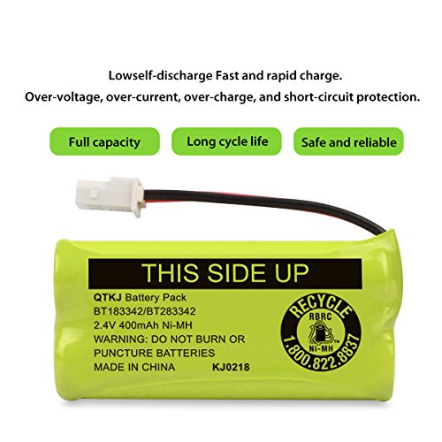 QTKJ Ni-MH 2.4V Cordless Phone Battery for VTech BT-166342 BT-266342 BT-162342 BT-262342 BT183342 BT-183342 CS6719 CS6114 Sanik 2SN-AAA40H-S-X2 AT&T CL80100 CL81100 Cordless Handsets (Pack of 6)