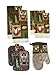 Owl and Fox in Forest 7 Piece Kitchen Towel Set - 2 Towels, 2 Pot Holders, 2 Dishcloths, 1 Oven Mitt