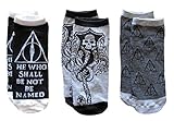 Harry Potter Deathly Hallows Juniors/Womens Low Cut Ankle 3 Pack Socks