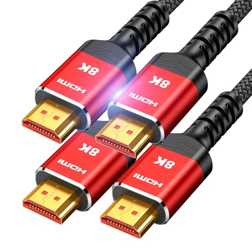 Highwings Short HDMI Cables 1.5FT/0.5M 2-Pack, HDMI 2.1 10K 8K@60Hz 4K@120Hz 48Gbps HDMI Cord, Ultra High Speed Sound & Picture Quality Performance Cable, Braided, DTS-HD, eARC, Ease of Installation