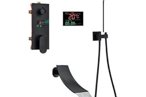 Matte Black Concealed Shower Faucet LED Rainfall Shower Head 2/3 Ways Display Display Shower System Bathroom Shower Tap(2 Way