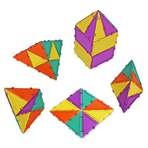 Geometiles 3D Building Set for Learning Math, Includes Many Online Activities,32-pc, Made in USA (Triangle/Rectangle)