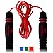PowerSkip PII Heavy Jump Rope - Weighted Jump Rope + Steel Handles, 360° Spin, Adjustable Cable, Travel Bag & Jump Rope Workout Program (Fire Red)