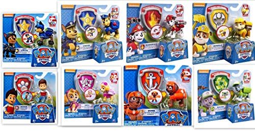 Paw Patrol Bundle of 8 Action Pack Pups Badges Skye Rocky Chase Marshall Rubble Zuma Ryder Spy Chase
