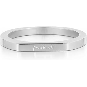 JWIGP Fuck It Strip Ring for Women Men, Stainless Steel Engraved Mantra Funny Fuckit Statemen Positive Anxiety Jewelry Gifts