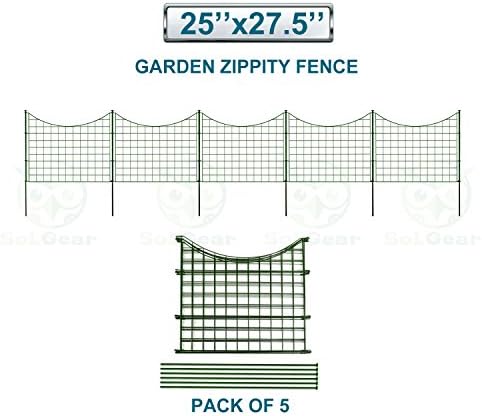 SoLGear Wire Garden Border Fence Metal Fencing Each Panel Measures 25’’ High 27.5’’ Wide Total 5 Panels A Set Perfect for Vegetable Flower Garden Patio Deck Keep Dogs Pets in and out