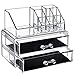 Acrylic Makeup Organizer Clear Cosmetic Storage Stackable 2 Drawers 8 Slots Bedroom Dressing Table Jewelry Display Box Makeup Brushes Lipsticks Holder Plastic Vanity containers 2 Piece Set Medium