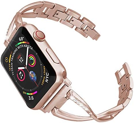 ImmSss Bling Metal Band Compatible for Apple Watch Band Series 6 SE 5 4 40mm 44mm/ iWatch Series 3 2 1 38mm 42mm, Wristband Strap Cuff Bangle Bracelet