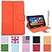 HDE Universal 7" Leather Folio Tablet Case Cover w/ Matching Stylus Pen (Orange)