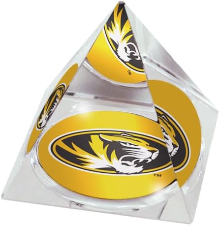 NCAA Missouri University Tigers Yellow Tiger in 2" Crystal Pyramid with Colored Windowed Gift Box