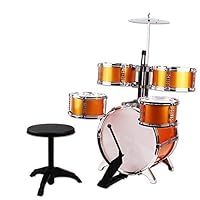 NiGHT LiONS TECH (TM Music Jazz Drum Rock Set Toy Big Band Drum with Cymbals Golden Dump 5 pcs Educational Toys Gift