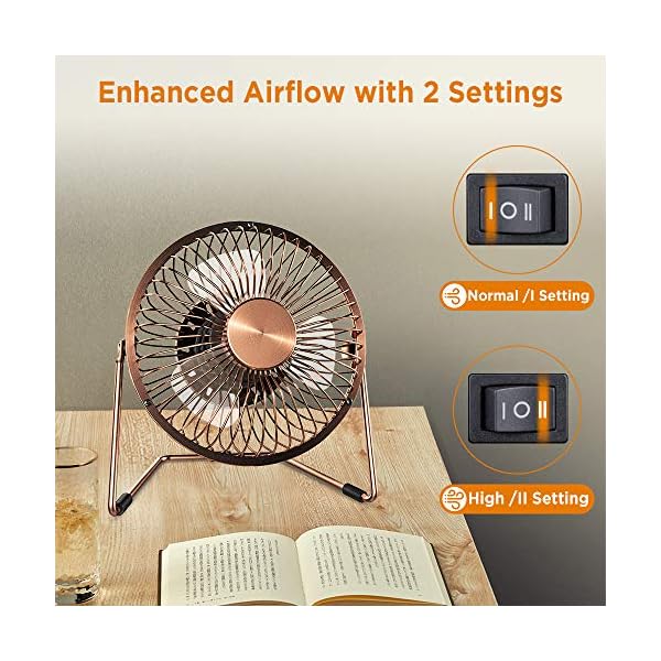 EasyAcc-USB-Desk-Fan-5-Inch-Desktop-Silent-Fan-Air-Circulator-2-Speeds-360-Rotation-Brushless-Motor-Noiseless-for-Home-and-Office-Laptop-Notebook-PC-Desk-Table-Fan-Metal-Brone EasyAcc USB Desk Fan 5 Inch Desktop Silent Fan Air Circulator 2 Speeds 360° Rotation Brushless Motor Noiseless for Home…