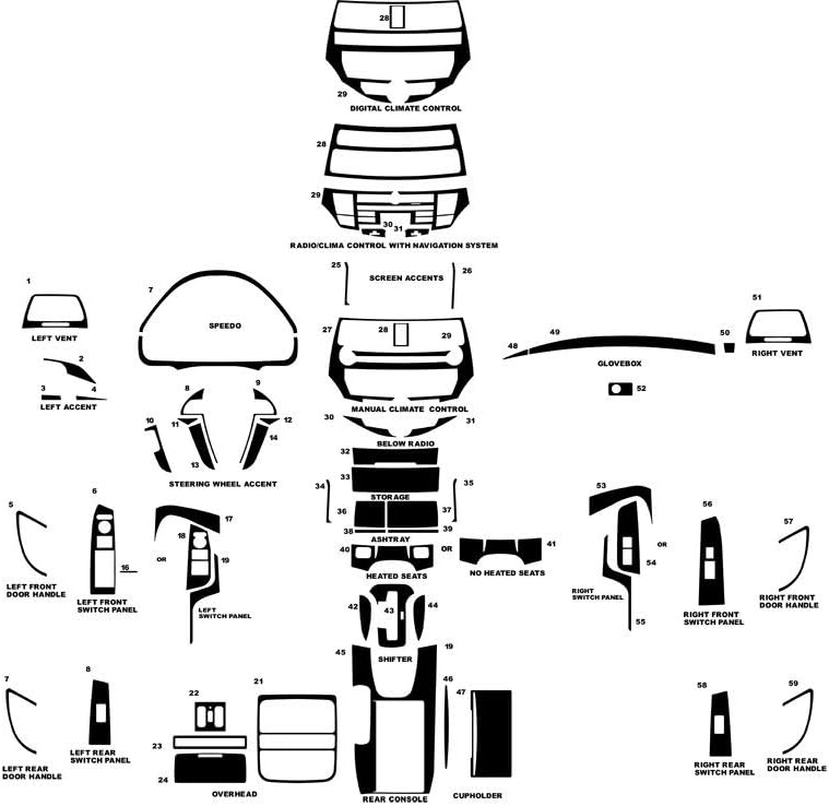 Rvinyl Rdash Dash Kit Decal Trim for Honda Accord 2008-2012 - Wood Grain (Mahogany)