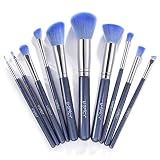 Makeup Brushes, USpicy Professional Makeup Brush Set 10 Pieces (Soft Synthetic Fiber for Uniform Application of Blush, Creams, Liquids, Contouring & Powders)-Blue