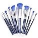 Makeup Brushes, USpicy Professional Makeup Brush Set 10 Pieces (Soft Synthetic Fiber for Uniform Application of Blush, Creams, Liquids, Contouring & Powders)-Blue