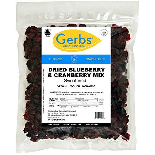 GERBS Dried Blueberry, Cranberry Fruit Snack Mix, 32 ounce Bag