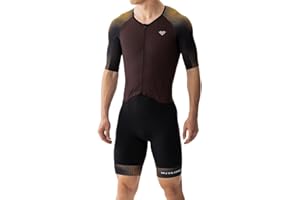 MY KILOMETRE Men’s Triathlon Suits Short Sleeve Tri Suit Racing Triathlon Suit – Quick Dry, Padded, Zipper Pocket